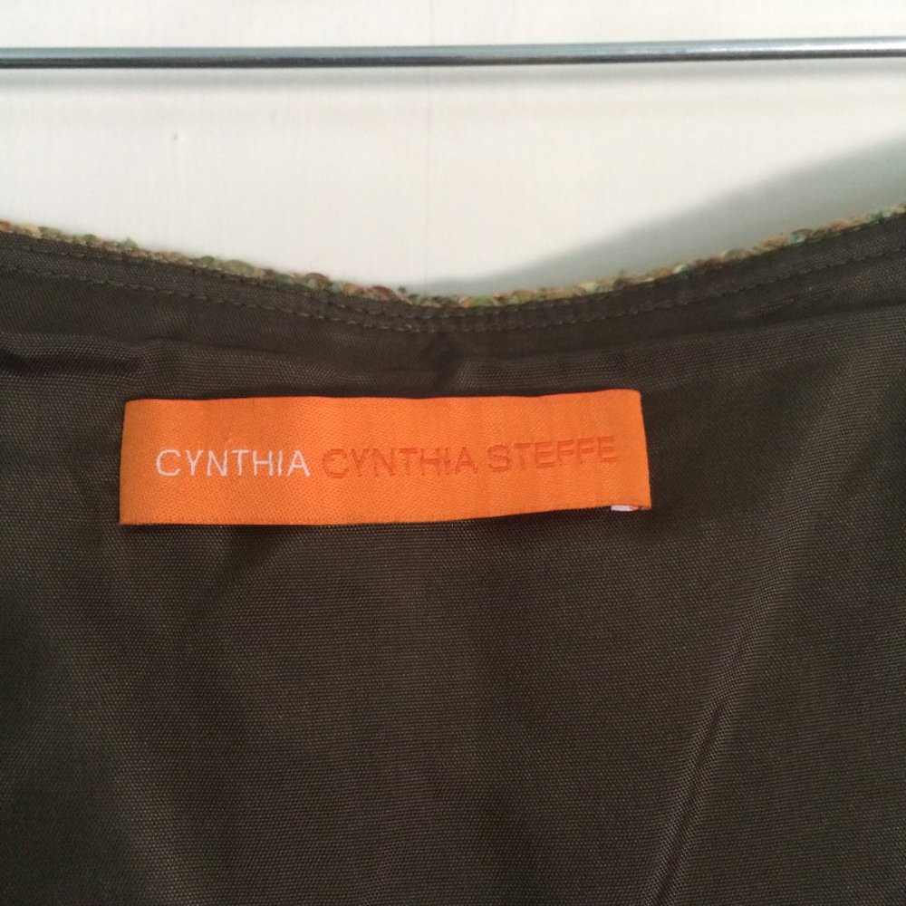 Cynthia Steffe green tweed full skirt w knit panel - Picture 5 of 8